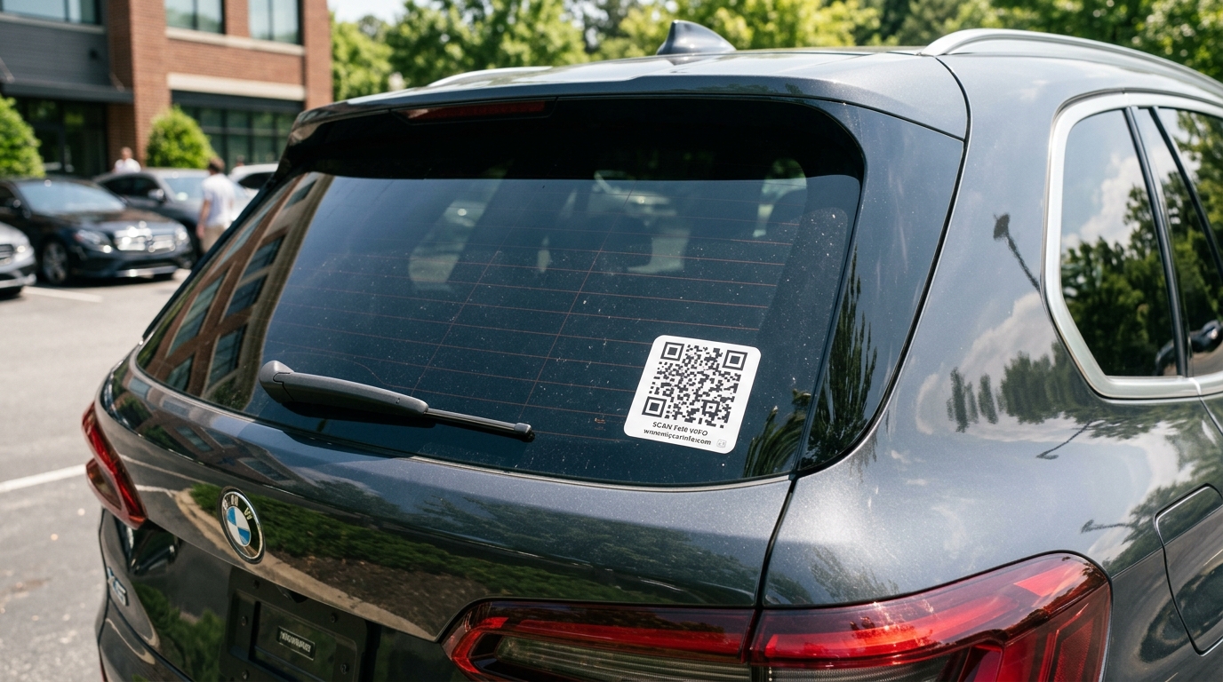 Scan to Move QR sticker placed on car window