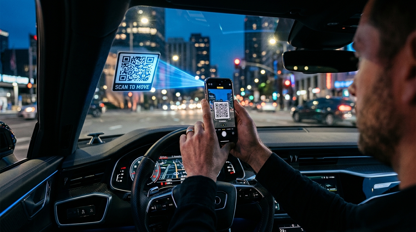 Scanning car QR code from inside windshield